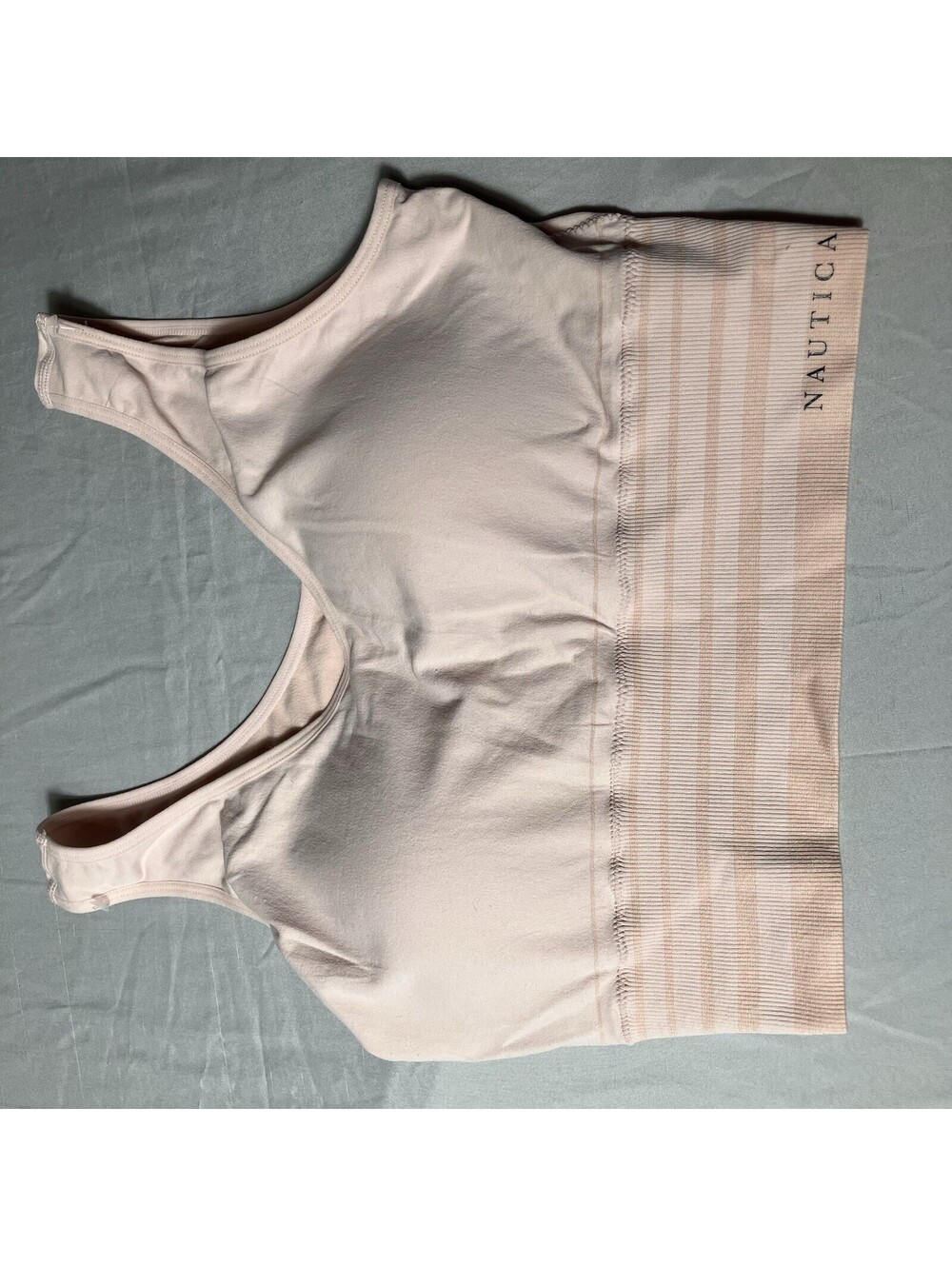 Nautica,PINK Striped One Piece Seamless Sports Bra with Removable Pads, size 2X
